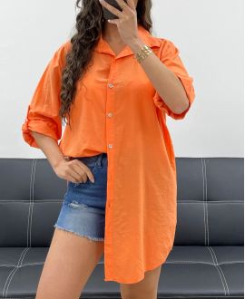 ZACHT KATOENEN LANG SHIRT PE2573 ORANJE