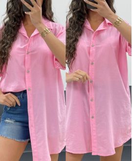 ZACHT KATOENEN LANG SHIRT PE2573 ROZE