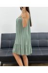 VESTIDO FLUIDO DE VISCOSA CON TIRANTES PE2528 KAKI