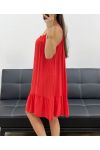 FLIESSENDES KLEID AUS VISKOSE MIT TRÄGERN PE2528 ROT