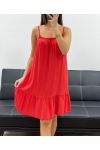 FLIESSENDES KLEID AUS VISKOSE MIT TRÄGERN PE2528 ROT