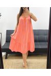 ROBE GAZE DE COTON RAYURES NEON PE2041 ORANGE