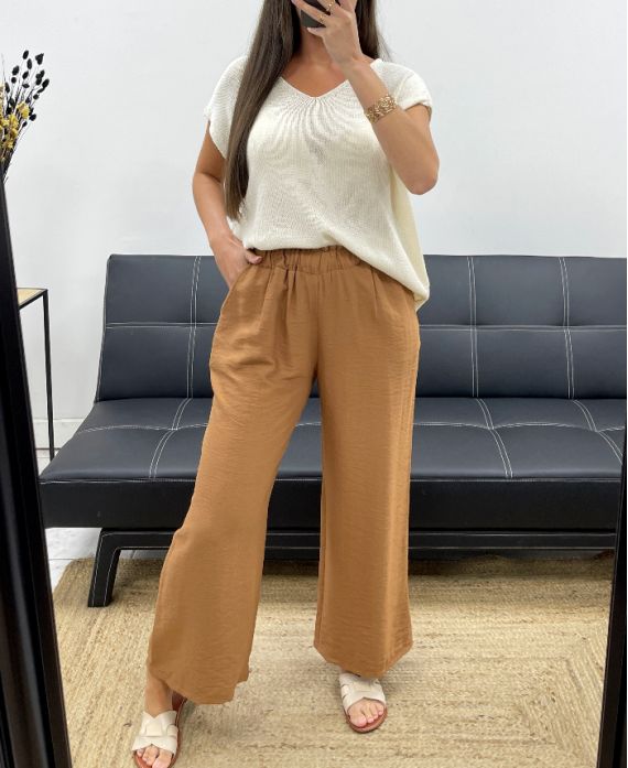 VLOEIENDE 2-POCKET BROEK PE2219 CAMEL