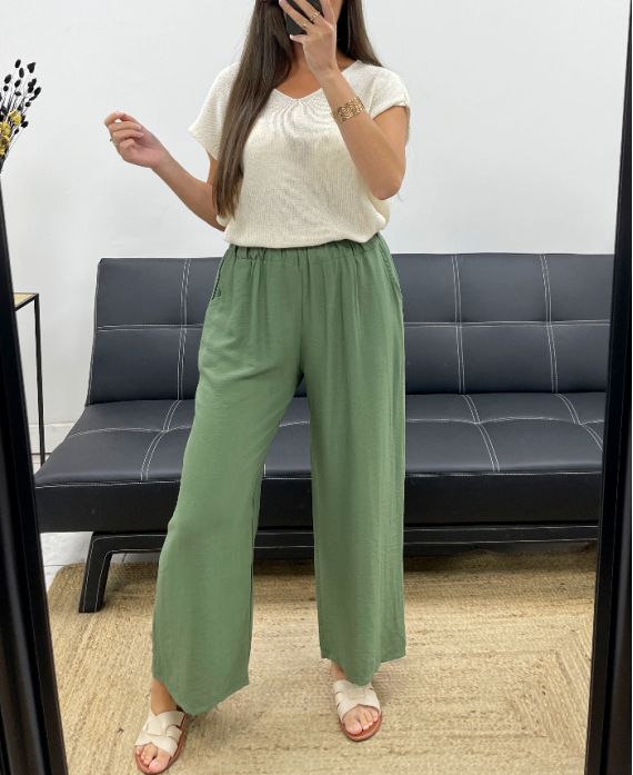 SPODNIE FLUID Z 2 KIESZENIAMI PE2219 KHAKI