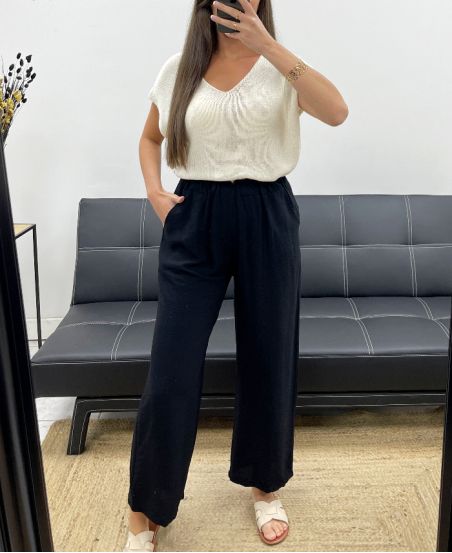 VLOEIENDE 2-POCKET BROEK PE2219 ZWART