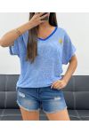 HEATHER FABRIC HEART T-SHIRT PÉ1681 KONINGSBLAUW