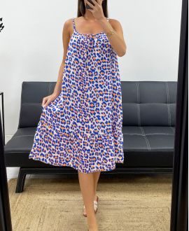 VESTIDO LEO DE GASA DE ALGODÓN NEÓN SS2042 AZUL REAL
