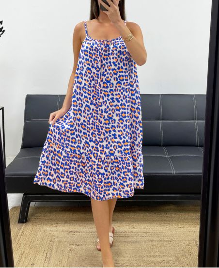 VESTIDO LEO DE GASA DE ALGODÓN NEÓN SS2042 AZUL REAL
