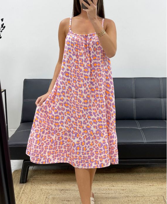 ROBE GAZE DE COTON LEO NEON PE2042 LILA