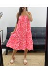 LEO NEONOWA SUKIENKA Z GAZY BAWEŁNIANEJ SS2042 FUSHIA