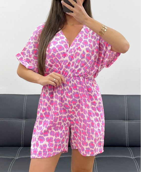 COMBINAISON GAZE DE COTON NEON LEO PE2038 LILA
