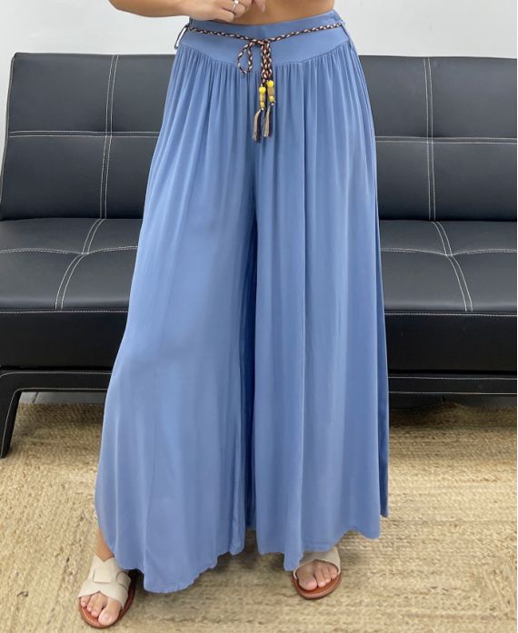 SOEPELE BROEK MET WIJDE PIJPEN + LINK PE2487 BLAUW