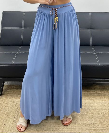 SOEPELE BROEK MET WIJDE PIJPEN + LINK PE2487 BLAUW