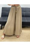 FLIESSENDE HOSE MIT WEITEM BEIN + KRAWATTE PE2487 TAUPE