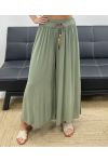 VLOEIENDE WIJDE BROEK + STROPDAS PE2487 KHAKI
