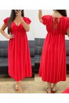 ABITO IN GARZA DI COTONE RIGHE FLUO PE2082 ROSSO
