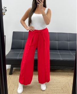 PANTALON A VOLANTS A NOUER PE2057 ROUGE
