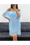 "BOHEMIAN COLLECTION" ABITO DA SPIAGGIA PIZZO PE2220 AZZURRO CIELO