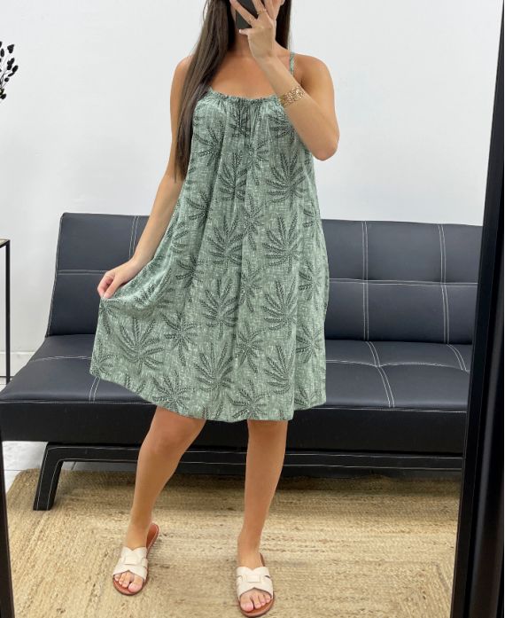 ROBE FLUIDE IMPRIMEE BRETELLES PE2522 KAKI