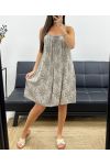 ROBE FLUIDE IMPRIMEE BRETELLES PE2522 TAUPE