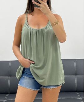 TOP FLUIDO CON TIRAS TRENZADAS PE1345 KAKI