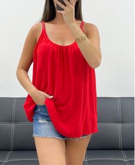 SOEPELE TOP MET GEVLOCHTEN BANDJES PE1345 ROOD