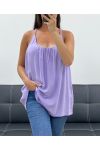 PE1345 LILA FLUID TOP MET GEVLOCHTEN BANDJES