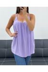 PE1345 LILA FLUID TOP MET GEVLOCHTEN BANDJES