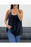 SOEPELE TOP MET GEVLOCHTEN BANDJES PE1345 ZWART
