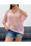 MAGLIA MAGLIA CUORE LUREX PE0159 ROSA