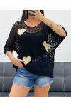 JERSEY DE PUNTO CORAZÓN LUREX PE0159 NEGRO