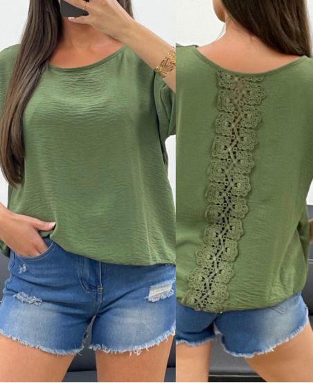 TOP MET KANTEN ACHTERKANT PE1401 KHAKI