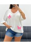 JERSEY DE PUNTO FINO CON TACHUELAS MARIPOSA PE0096 BLANCO