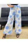 PANTALON PALAZZO FLOWERS PE5298 BLEU CLAIR