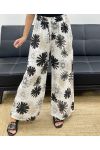 PANTALON PALAZZO FLOWERS PE5298 NOIR