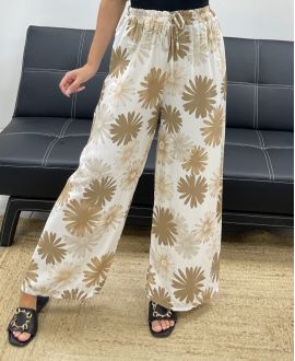 PALAZZO FLOWERS PE5298 TAUPE PANTS