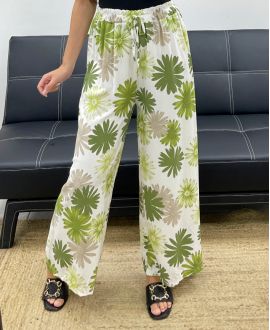PANTALON PALAZZO FLOWERS PE5298 KAKI
