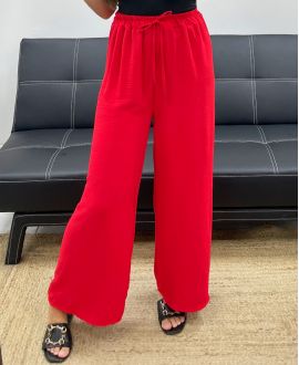 PANTALON FLUIDE LARGE PE0153 ROUGE