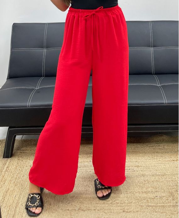 PANTALON FLUIDE LARGE PE0153 ROUGE