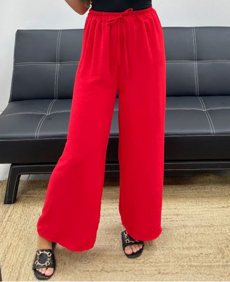 PANTALON FLUIDE LARGE PE0153 ROUGE