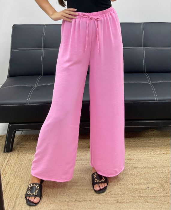 PANTALON FLUIDE LARGE PE0153 ROSE BARBIE