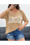 LOVE KNITTED SWEATER LUREX PE0166 CAMEL
