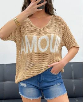 LOVE KNITTED SWEATER LUREX PE0166 CAMEL