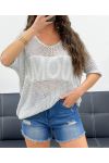 LOVE KNITTED SWEATER LUREX PE0166 GREY