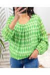 BLOUSE VEIL PRINTED BALL EFFECT PE168 GREEN