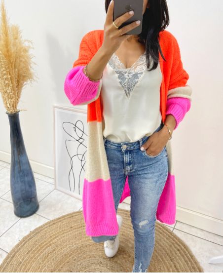 GILET MOHAIR MULTICOLOR PE0112 ORANGE