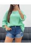 PE1254 BAWEŁNIANY TOP Z GAZY PASTELOWY ZIELONY