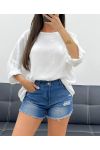 PE1254 BIAŁA BAWEŁNIANA KOSZULKA Z GAZY