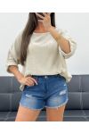 PE1254 BEIGE TOP AUS BAUMWOLLGAZE