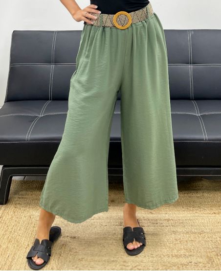 3/4 WIDE PANTS + FREE ADJUSTABLE BELT PE5291 KHAKI